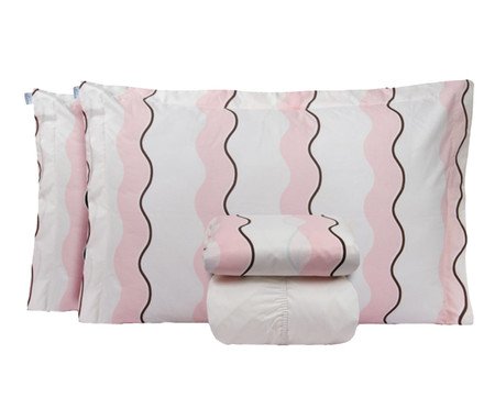 Jogo de Lençol Clássico Percalle Estampado Wave Rose 200 Fios