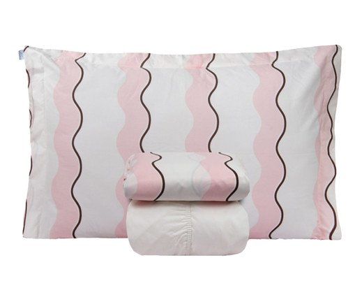 Jogo de Lençol Clássico Percalle Estampado Wave Rose 200 Fios, white | WestwingNow