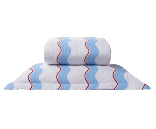Jogo de Cobre-Leito Percalle Estampado Wave Blue 200 Fios, white | WestwingNow