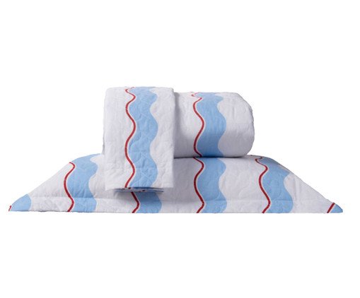Jogo de Cobre-Leito Percalle Estampado Wave Blue 200 Fios, white | WestwingNow