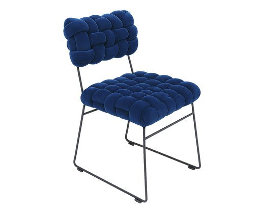 Cadeira em Veludo Kiva Azul Marinho, black | WestwingNow