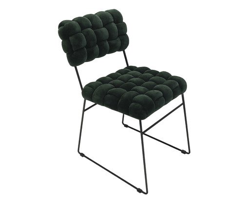 Cadeira em Veludo Kiva Verde Musgo, black | WestwingNow