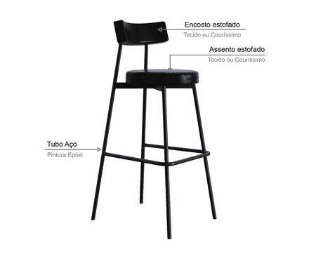 Banqueta Alta Stout Courino Preto | Westwing