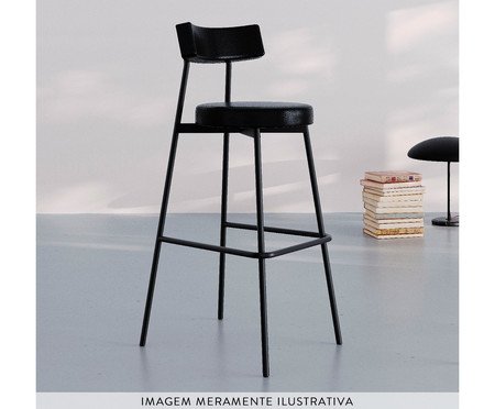 Banqueta Alta Stout Courino Preto | Westwing