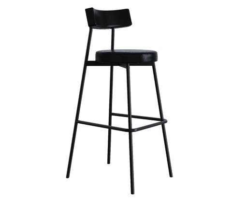 Banqueta Alta Stout Courino Preto, black | WestwingNow