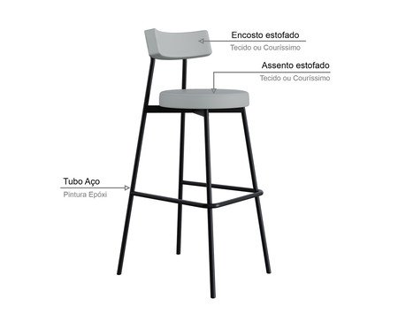 Banqueta Alta Stout Courino Saturno Off White | Westwing