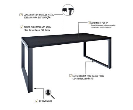 Mesa de Jantar Queens Preta | Westwing