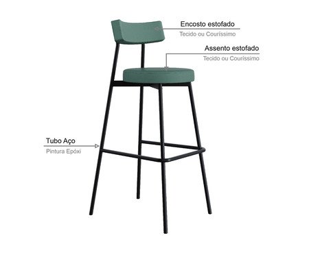 Banqueta Alta Stout Courino Urano Verde Sálvia | Westwing