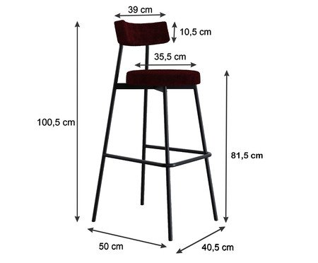 Banqueta Alta Stout Boucle Bordô | Westwing