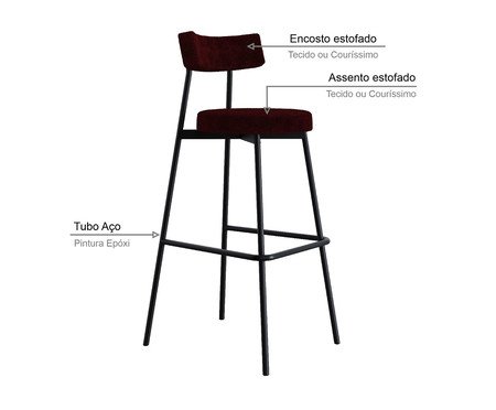 Banqueta Alta Stout Boucle Bordô | Westwing