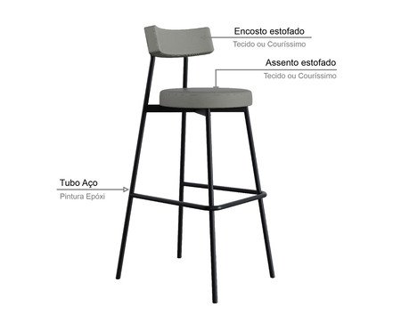 Banqueta Alta Stout Courino Venus Cinza | Westwing