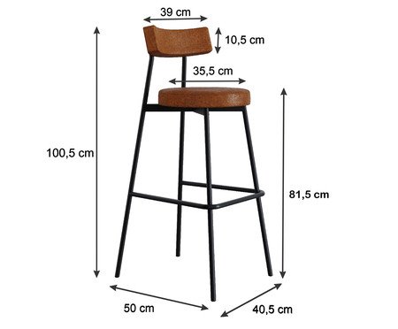 Banqueta Alta Stout Courino Caramelo | Westwing