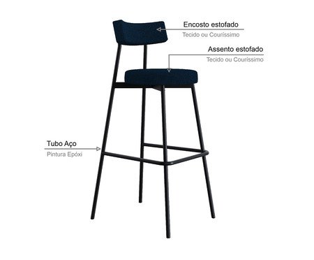 Banqueta Alta Stout Etnico Marinho | Westwing
