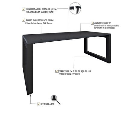 Mesa de Jantar Bronx Preta | Westwing
