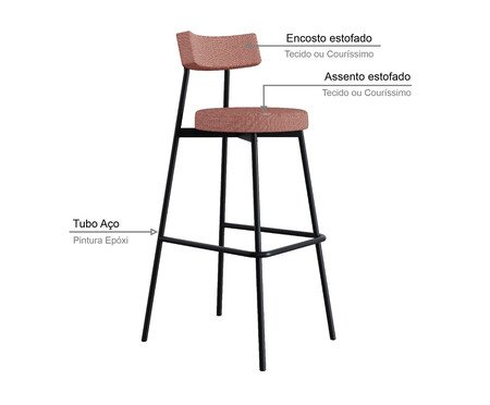 Banqueta Alta Stout Rosa Linked | Westwing