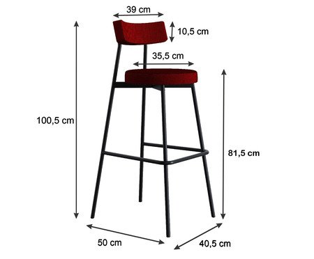 Banqueta Alta Stout Vermelho Vinho City | Westwing
