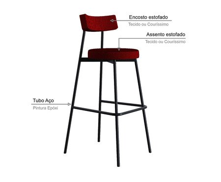 Banqueta Alta Stout Vermelho Vinho City | Westwing