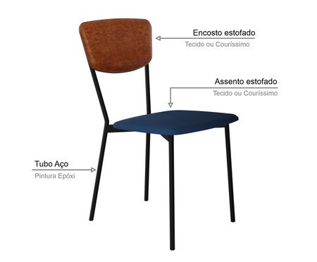 Cadeira Vintage Retrô Azul Jeans City Caramelo | Westwing