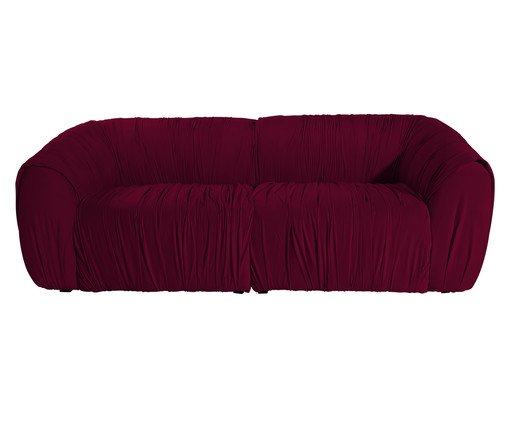 Sofá Drapê 3 Lugares Veludo Bordô, multicolor | WestwingNow