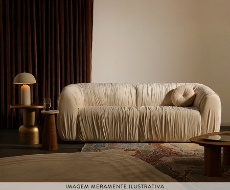Sofá Drapê 3 Lugares Veludo Creme | Westwing