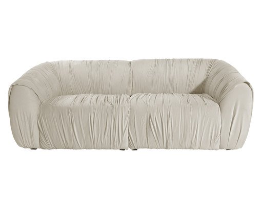Sofá Drapê 3 Lugares Veludo Creme, multicolor | WestwingNow