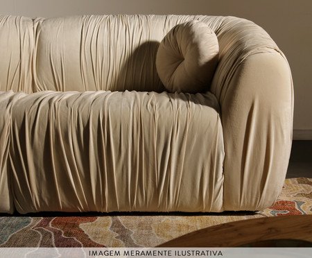 Sofá Drapê 3 Lugares Veludo Creme | Westwing