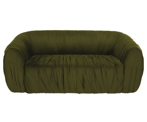 Sofá Drapê  Veludo Verde Oliva, multicolor | WestwingNow