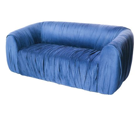 Sofá Drapê  Veludo Azul | Westwing