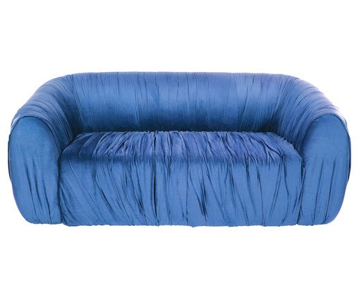 Sofá Drapê 3 Lugares Veludo Azul, multicolor | WestwingNow