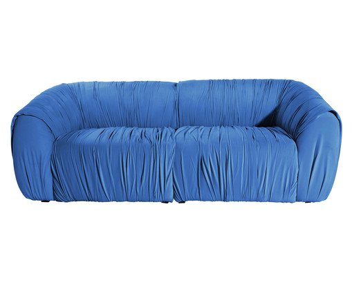 Sofá Drapê 3 Lugares Veludo Azul, multicolor | WestwingNow