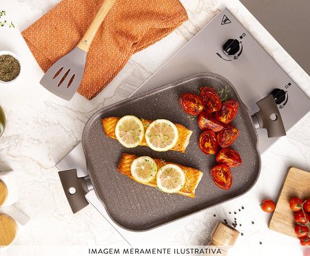 Grill Duplo com Alça Hercules Marrom | Westwing