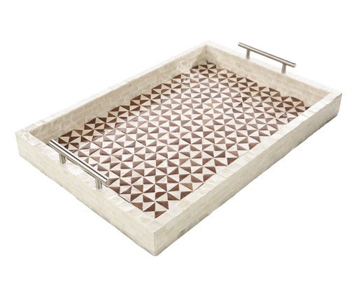 Bandeja Decorativa Cais Branco e Terracota, Natural | WestwingNow
