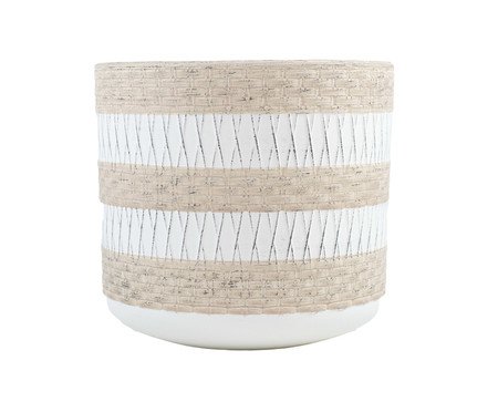 Cachepot Flin Bege e Branco Grande | Westwing