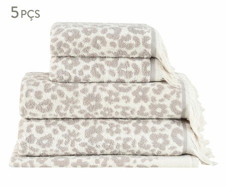 Jogo de Toalhas Oncinha Cinza - 5 Pçs | Westwing