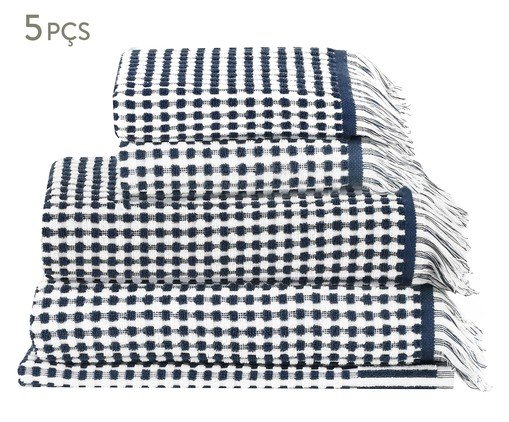 Jogo de Toalhas Loom Azul Marinho - 5 Pçs, blue | WestwingNow