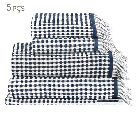 Jogo de Toalhas Loom Azul Marinho - 5 Pçs | Westwing