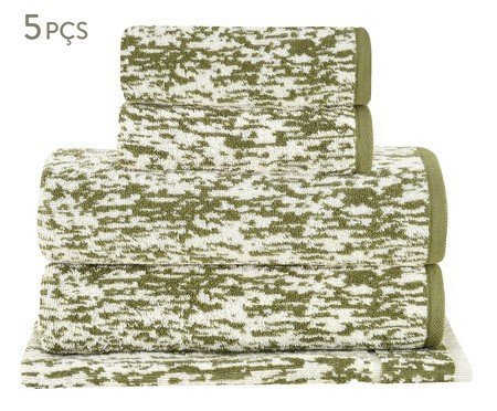 Jogo de Toalhas Mezcla Verde Oliva - 5 Pçs | Westwing