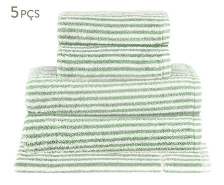 Jogo de Toalhas Linea Verde Menta - 5 Pçs | Westwing