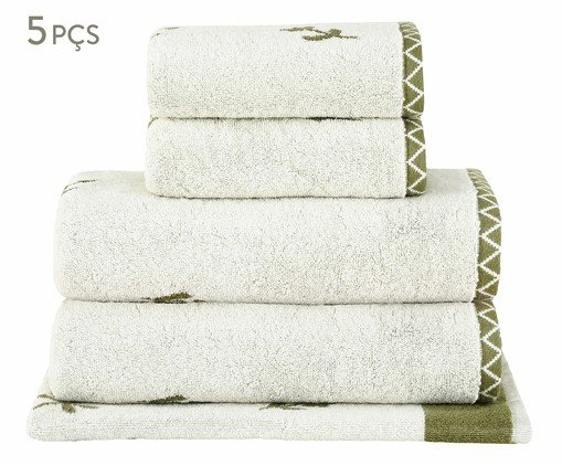 Jogo de Toalhas Primavera Verde Oliva - 5 Pçs, green | WestwingNow