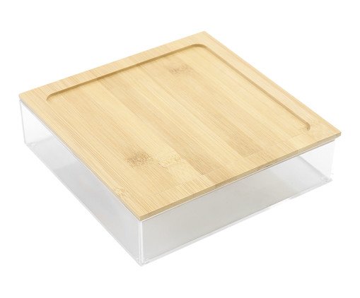 Caixa Organizador com Tampa em Bambu - Quadrado, multicolor | WestwingNow