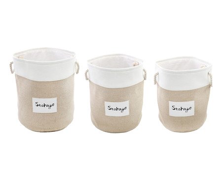 Jogo de Cestos Redondo Storage Bege | Westwing
