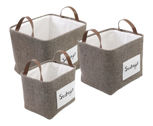 Jogo de Cestos Storage Quadrado Marrom, multicolor | WestwingNow