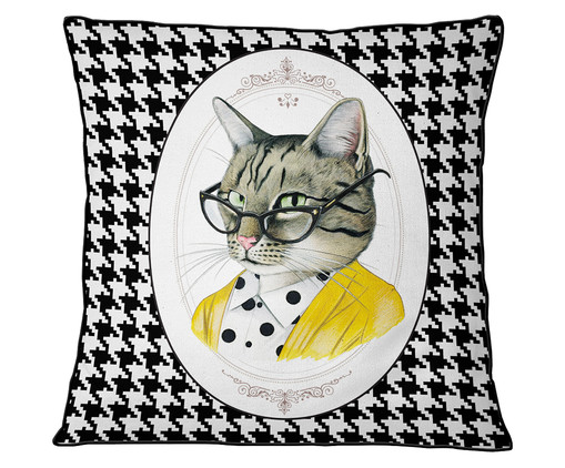 Capa de Almofada em Veludo com Vivo Cat, Preto | WestwingNow