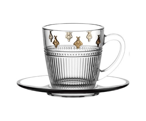 Jogo de Para Café Pequenos Voadores Pintado Mão Âmbar, transparent | WestwingNow