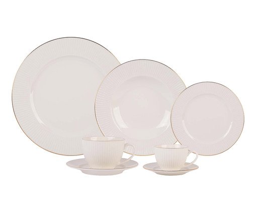 Aparelho de Jantar em Porcelana Lavish China Filado Dourado Branco, white | WestwingNow