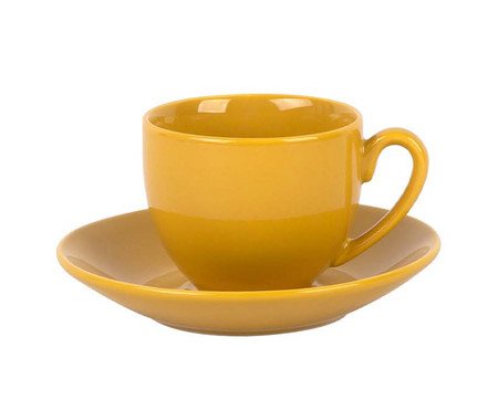 Xicara e Pires Para Café Mix And Match em Porcelana Amarelo Açafrão | Westwing
