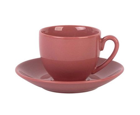 Xicara e Pires Para Café Mix And Match em Porcelana Vermelho Blush | Westwing