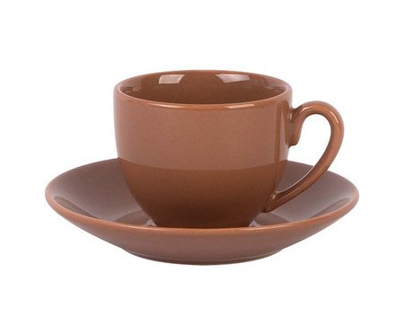 Xicara e Pires Para Café Mix And Match em Porcelana Caramelo Rústico | Westwing