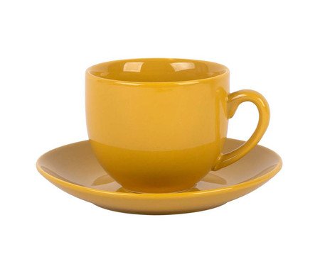 Xicara e Pires Para Chá Mix And Match em Porcelana Amarelo Açafrão | Westwing