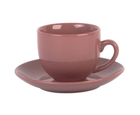 Xicara e Pires Para Chá Mix And Match em Porcelana Vermelho Blush | Westwing